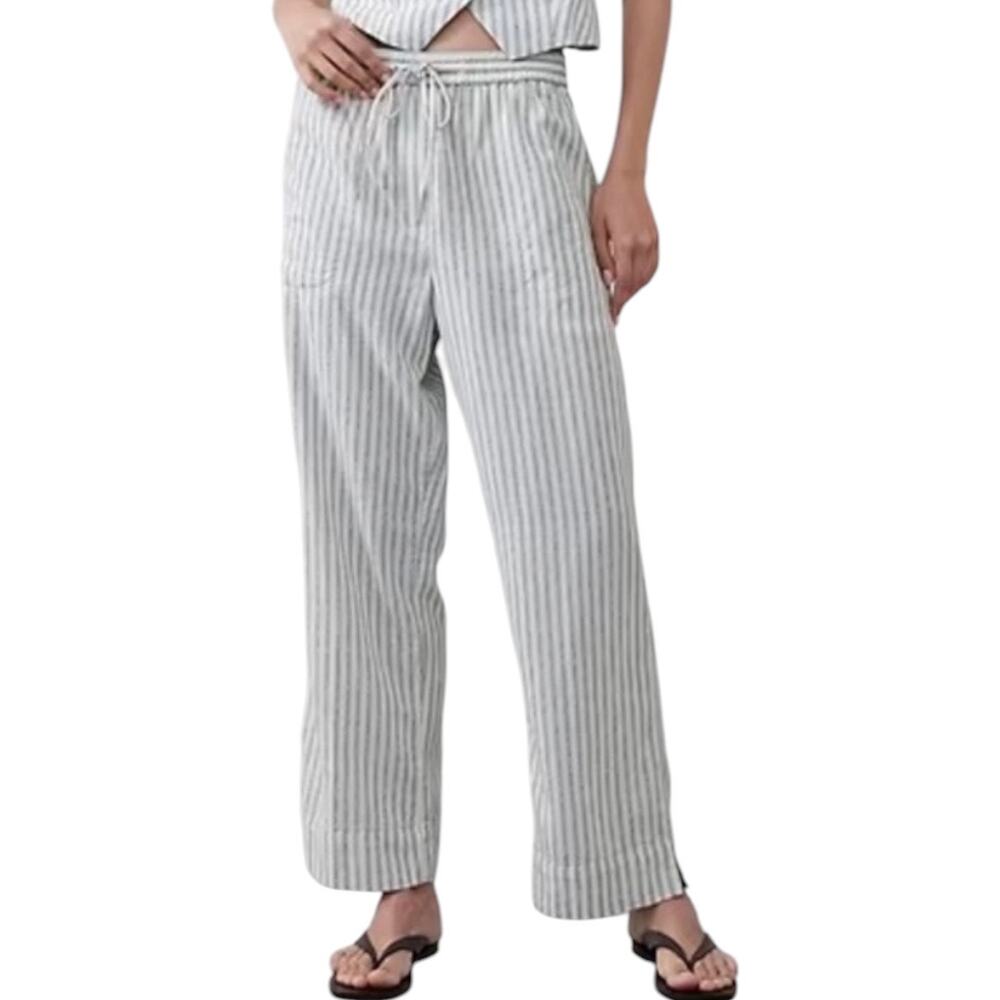 Banana Republic Linen Blend Straight Ankle Pants neutral casual comfy coastal